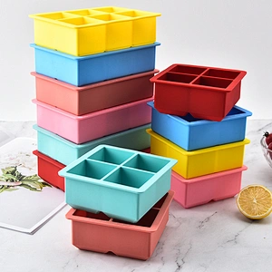 Hot Selling 6 Cavity square ice cube mold Ice Cube Trays Silicone Moulds Handmade Whisky Beer Moulds Silicone Ice Cube Tray Mold
