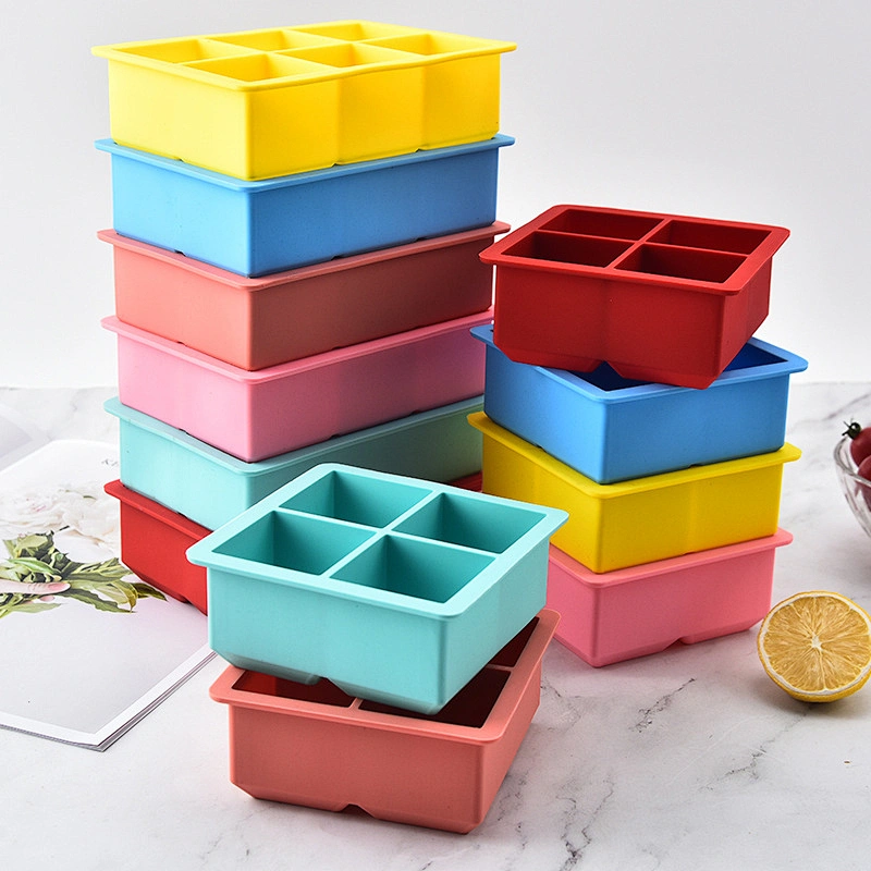 Hot Selling 6 Cavity square ice cube mold Ice Cube Trays Silicone Moulds Handmade Whisky Beer Moulds Silicone Ice Cube Tray Mold