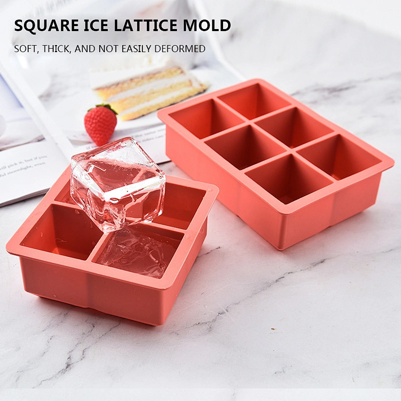Hot Selling 6 Cavity square ice cube mold Ice Cube Trays Silicone Moulds Handmade Whisky Beer Moulds Silicone Ice Cube Tray Mold